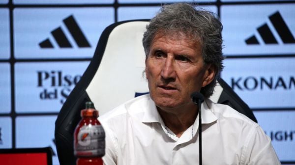 Daniel Morón durante una conferencia de prensa en el Estadio Monumental