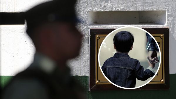 Foto referencial de carabinero y niño