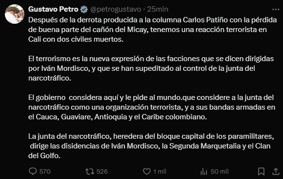Mensaje de Gustavo Petro