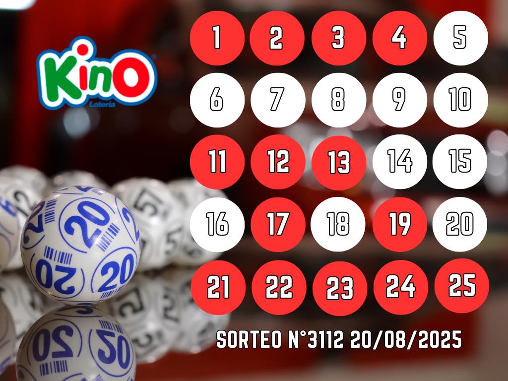 RESULTADOS KINO, SORTEO 3112 - MIÉRCOLES 20 DE AGOSTO 2025