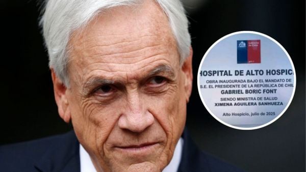 Sebastián Piñera y placa de Boric