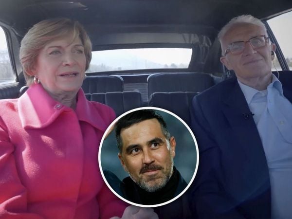 Evelyn Matthei junto a Pedro Carcuro y Claudio Bravo.