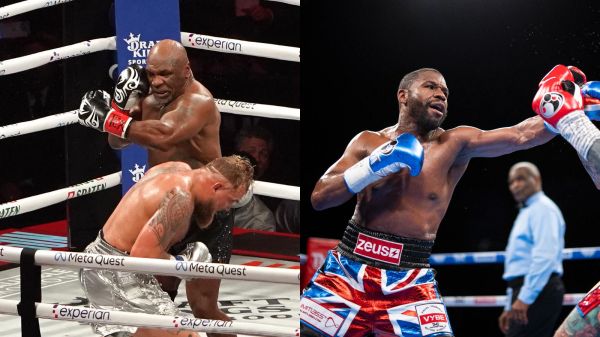 Mike Tyson y Floyd Mayweather luchando