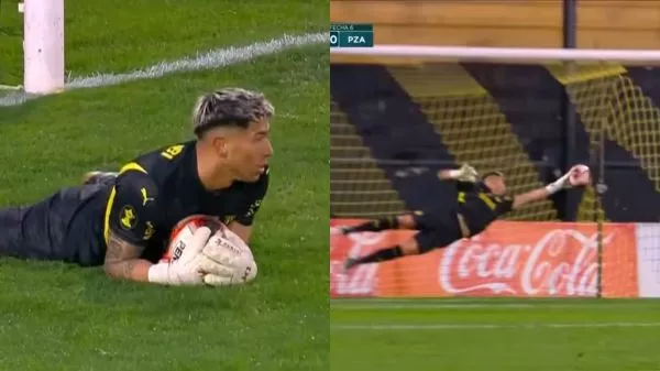 Brayan Cortés atajando por Peñarol