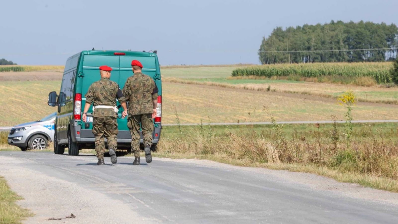 Inmediaciones del lugar donde se estrelló un dron ruso en Mniszkow, centro-sur de Polonia