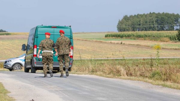 Inmediaciones del lugar donde se estrelló un dron ruso en Mniszkow, centro-sur de Polonia