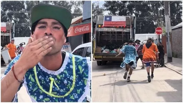 Recolectores de basura, vestidos con trajes típicos, salen a pedir propinas en San Bernardo.