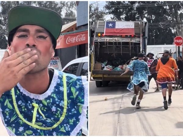 Recolectores de basura, vestidos con trajes típicos, salen a pedir propinas en San Bernardo.