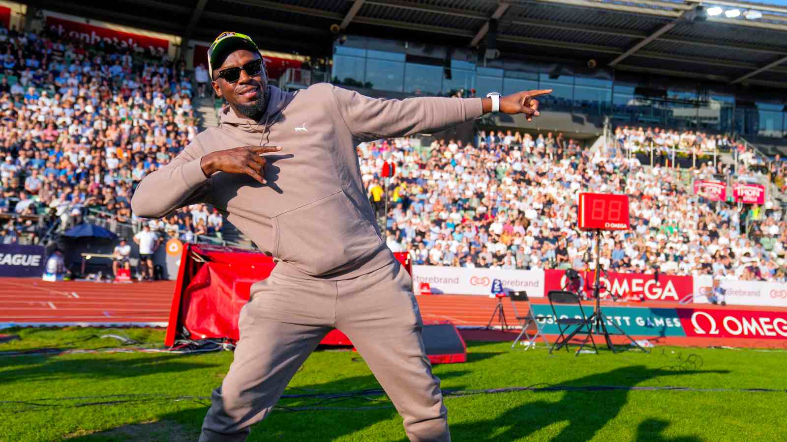 Usain Bolt en el Mundial de Atletismo de Tokio como invitado especial