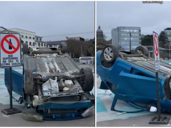 Intervención con auto volcado en Puerto Montt