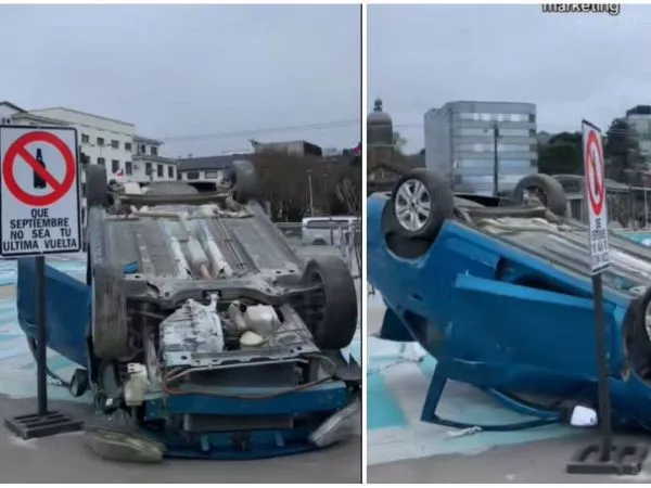 Intervención con auto volcado en Puerto Montt