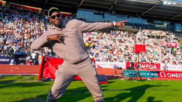 Usain Bolt en el Mundial de Atletismo de Tokio como invitado especial