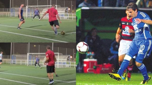 Walter Montillo celebrando un gol con Universidad de Chile en Copa Libertadores 2010.
