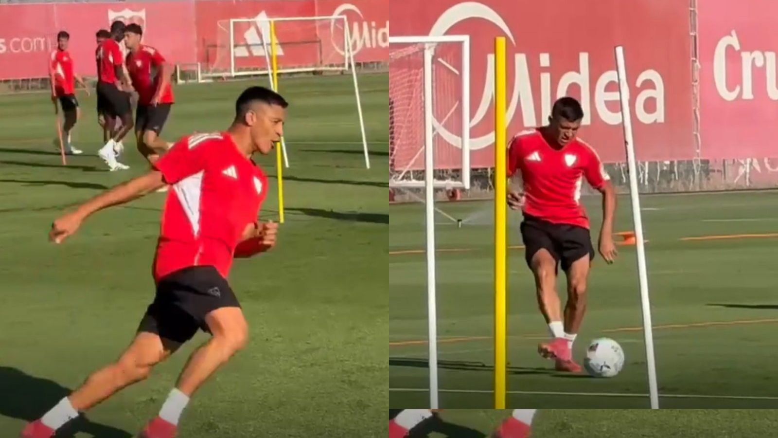 Alexis Sánchez se lució en entrenamiento de Sevilla