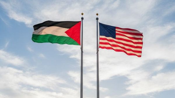 Bandera de Palestina y Estados Unidos