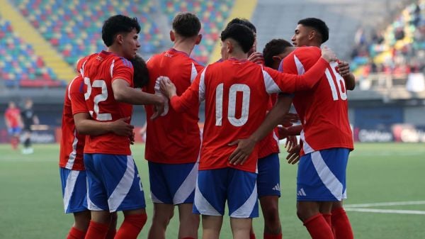 Selección Chilena Sub 20 disputando un amistoso frente a Nueva Zelanda