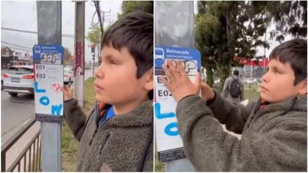 Niño ciego denuncia mal estado braille en paraderos