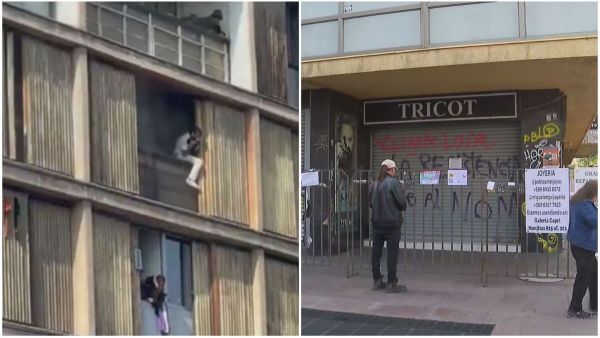 Edificio quemado en julio en Santiago Centro