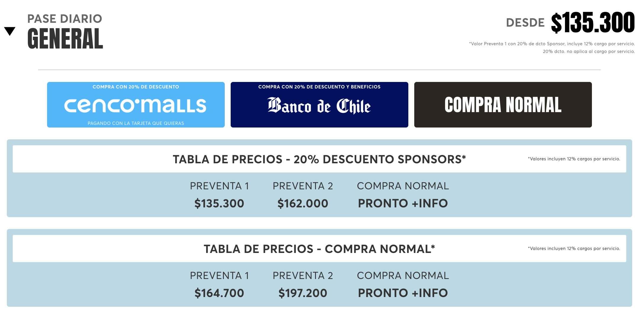 PRECIOS LOLLAPALOOZA 2026 pase diario