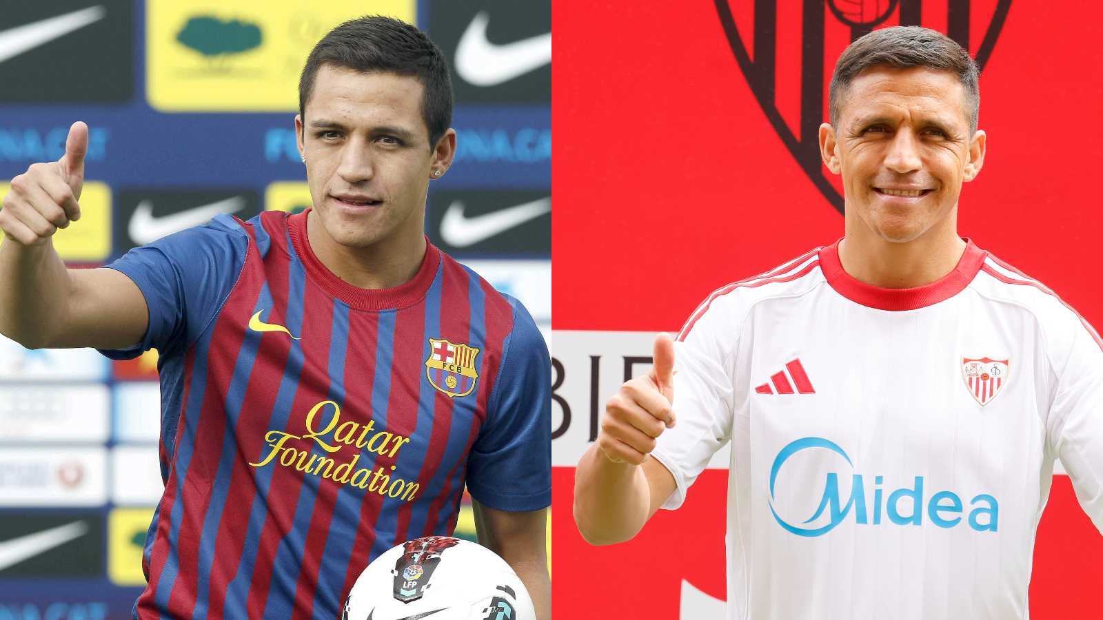 Alexis Sánchez en Barcelona y Sevilla