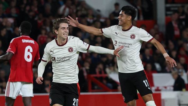 Darío Osorio celebrando el gol del FC Midtjylland