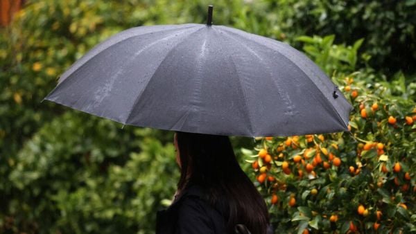 Persona con paraguas bajo la lluvia
