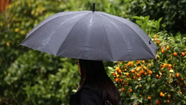 Persona con paraguas bajo la lluvia