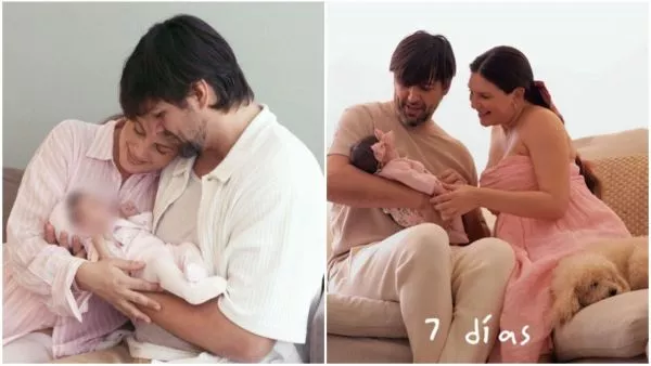 Eugenia Lemos y Matías Kosznik, junto a su hija Alegra