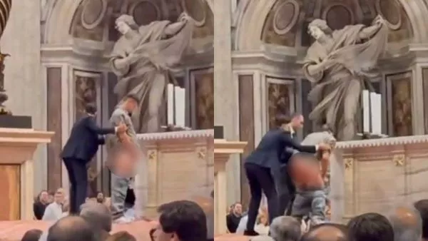 Hombre orina en altar de basílica de San Pedro