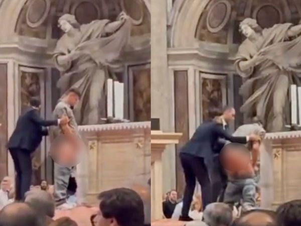 Hombre orina en altar de basílica de San Pedro