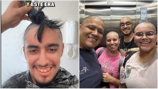 Familia se rapó para apoyar hijo con cáncer