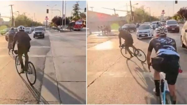 ciclistas manejando contra el transito