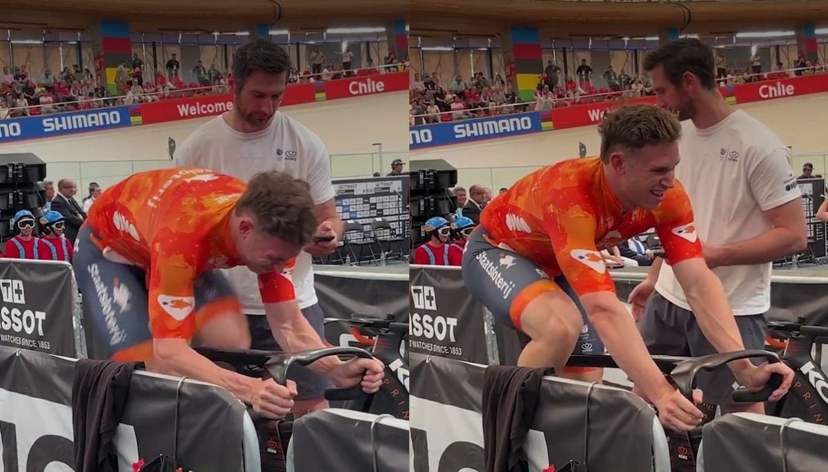 Harrie "La Bestia" Lavreysen captó todas las miradas por su calentamiento en el Mundial de Ciclismo