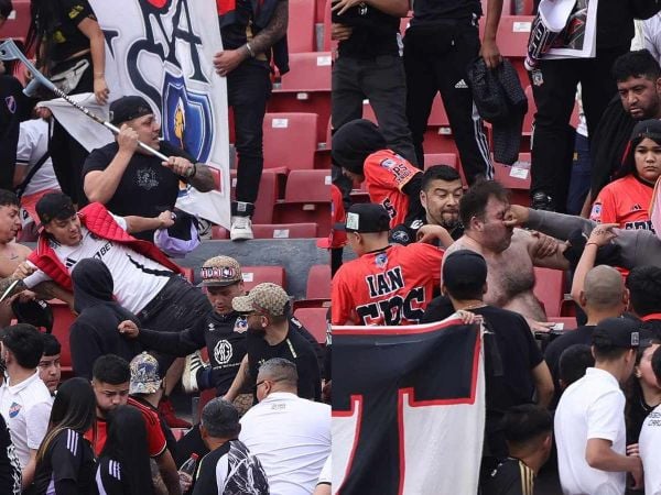 Riña entre barristas de Colo Colo en el partido frente a Deportes Limache en el Estadio Nacional
