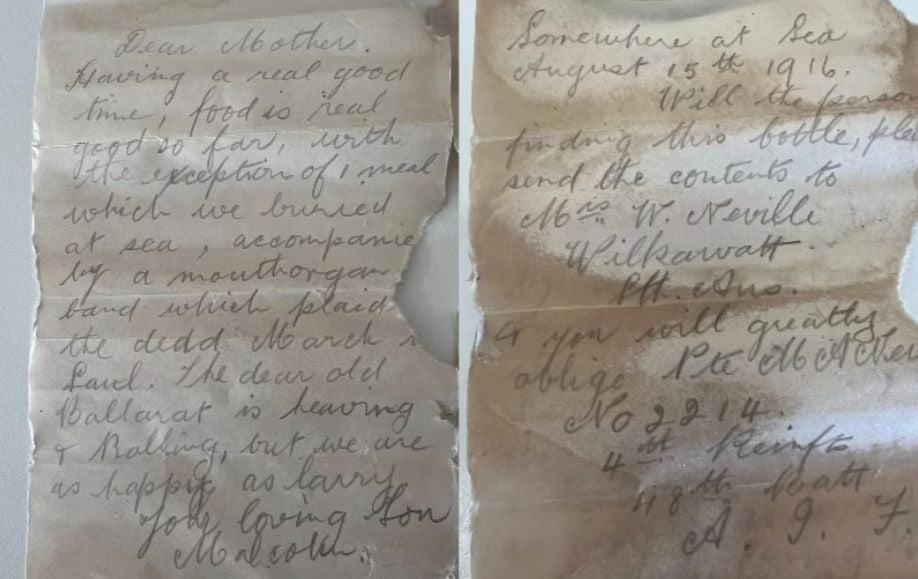 Mensajes de soldados primera guerra mundial en una botella