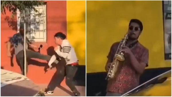 Saxofonista musicaliza pelea
