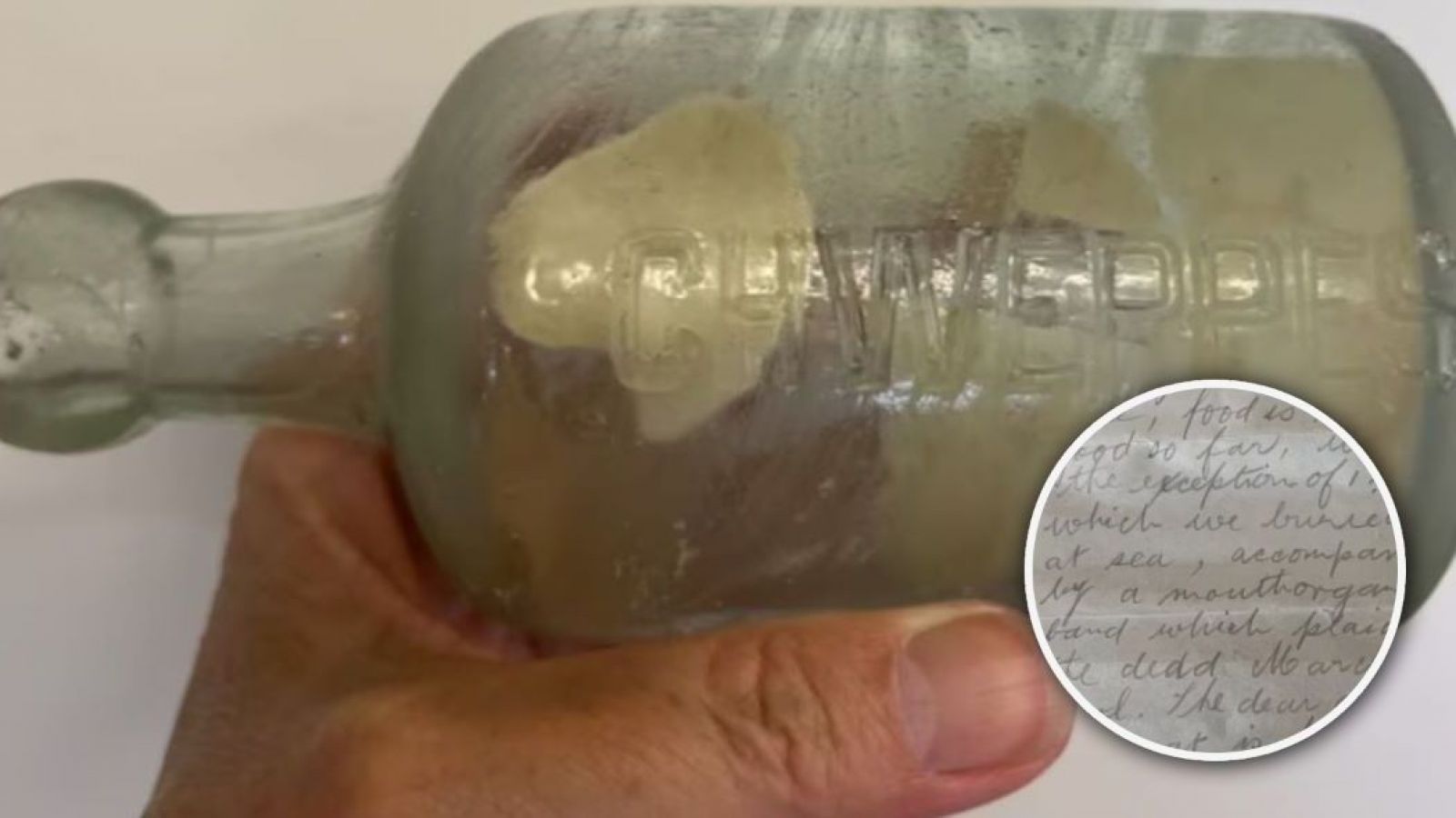 Mensaje en una botella escrito por soldados de la primera guerra mundial