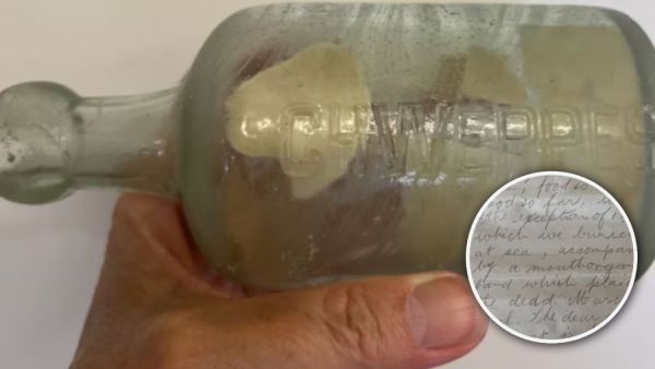 Mensaje en una botella escrito por soldados de la primera guerra mundial