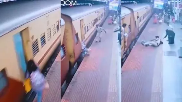 Accidente de mujer en tren de India