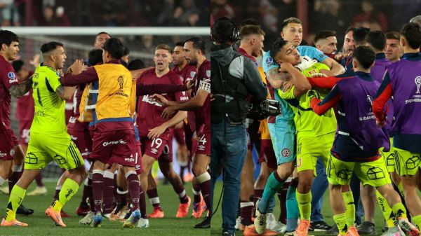 Pelea entre jugadores de la Universidad de Chile y Lanús