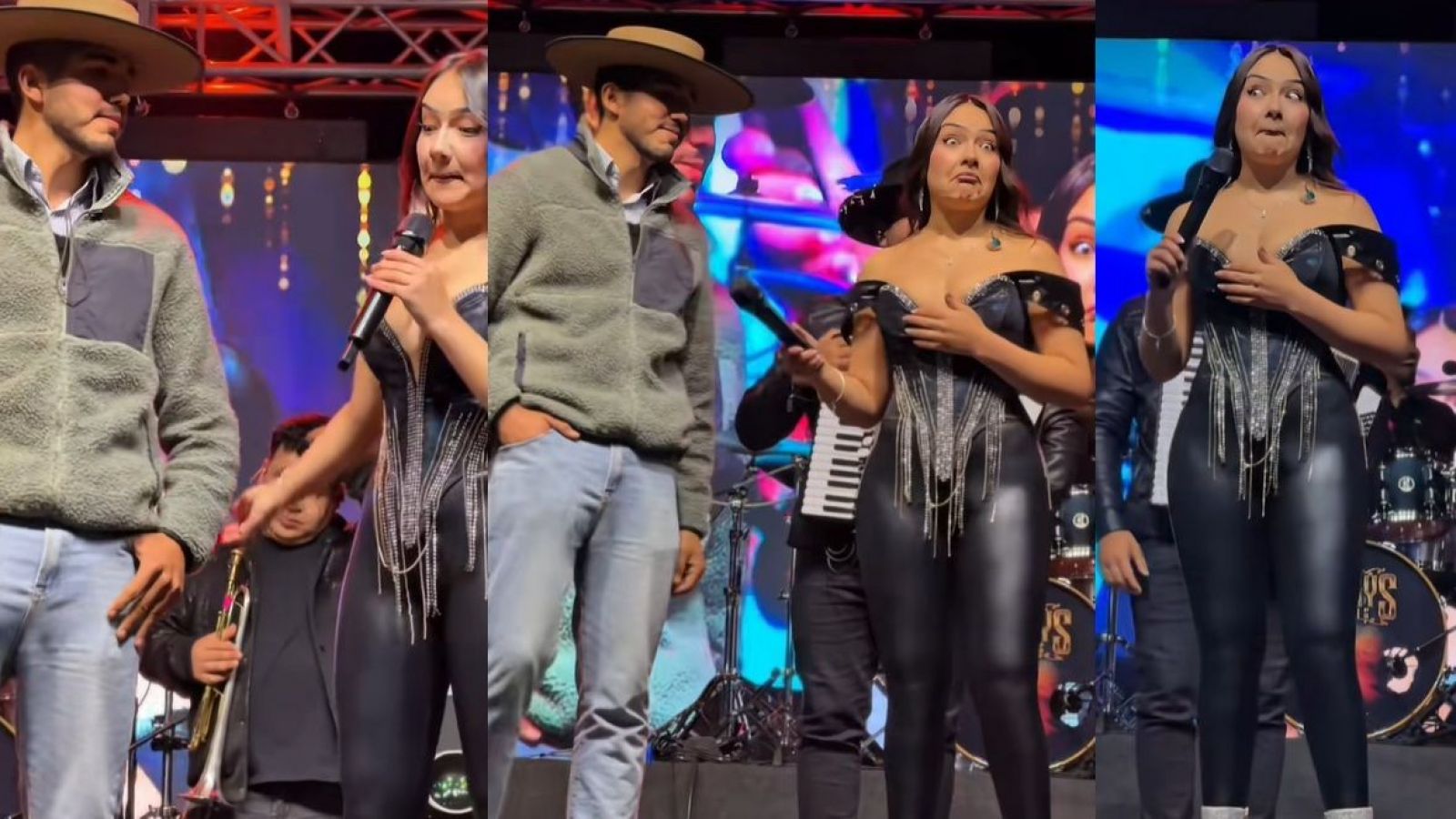 Alanys Lagos con fanático en el escenario