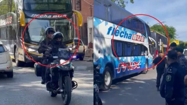 Bus de Universidad de Chile llegando al Estadio de Lanús para la semifinal de Copa Sudamericana
