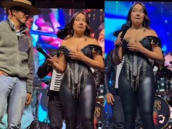 Alanys Lagos con fanático en el escenario