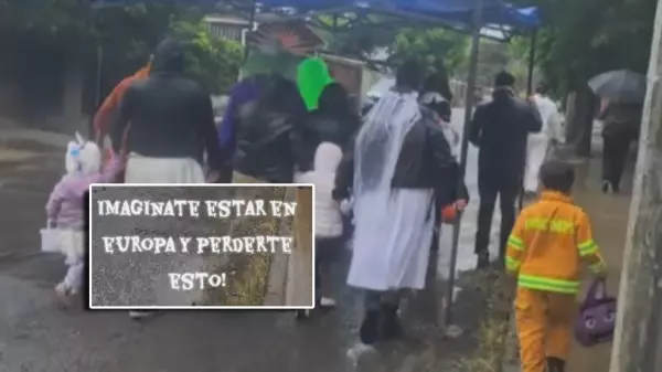 El particular truco usado por quienes pedían dulces en plena lluvia