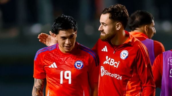 Plantel de la Selección Chilena celebrando un gol