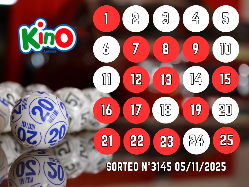 RESULTADOS KINO, SORTEO 3145 - MIÉRCOLES 5 DE NOVIEMBRE 2025