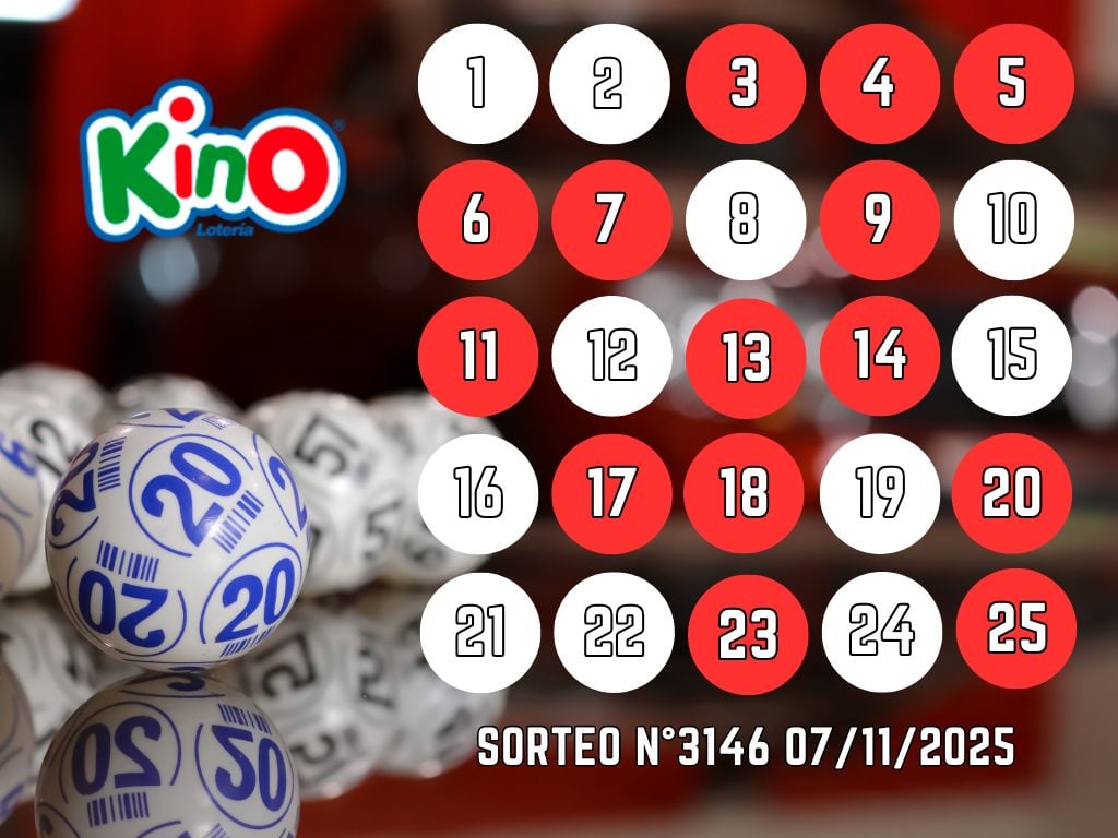RESULTADOS KINO, SORTEO 3146 - VIERNES 7 DE NOVIEMBRE 2025