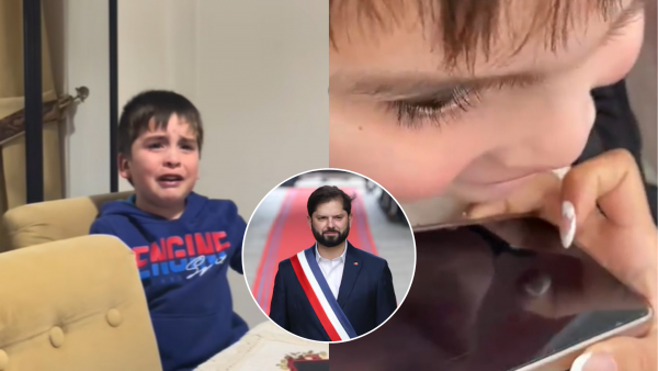 Niño lloró porque terminará gobierno de Boric