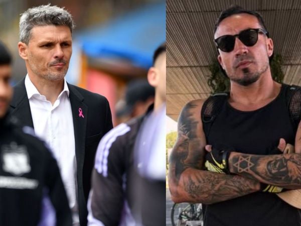 Fernando Ortiz, técnico de Colo Colo, en una imagen compartida con Roberto Cereceda, quien jugó en Colo Colo entre 2007 y 2010