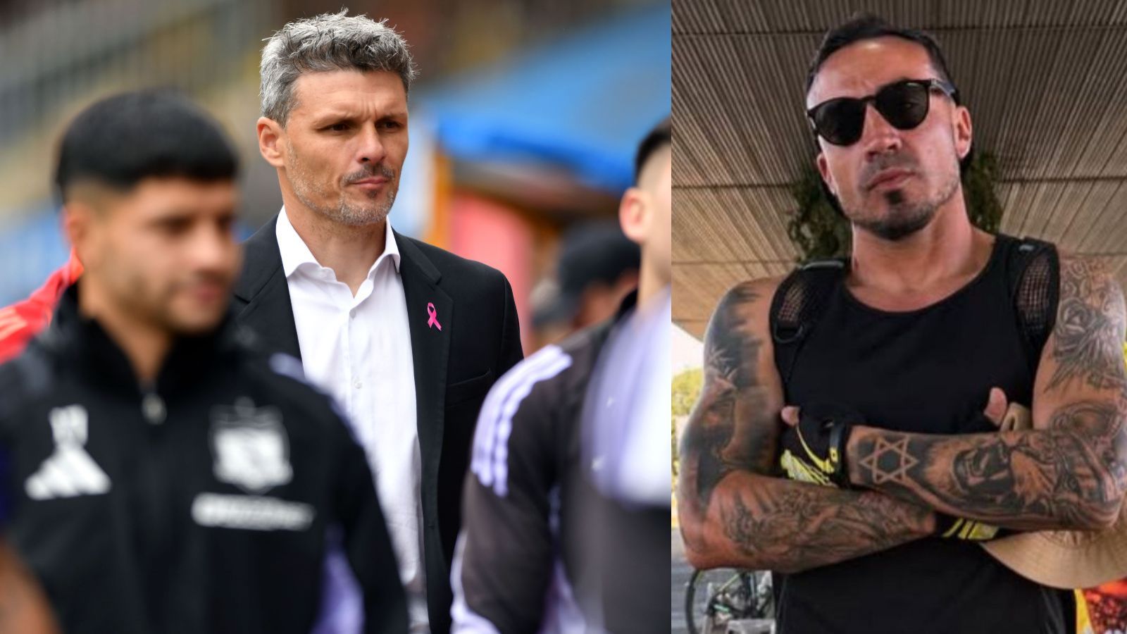 Fernando Ortiz, técnico de Colo Colo, en una imagen compartida con Roberto Cereceda, quien jugó en Colo Colo entre 2007 y 2010